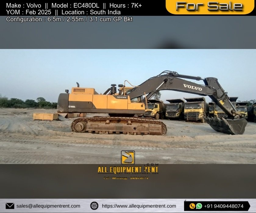 Very Less Used 48 Ton Class Mining Excavator Volvo EC480DL Feb 2025 Available for Sale in South India