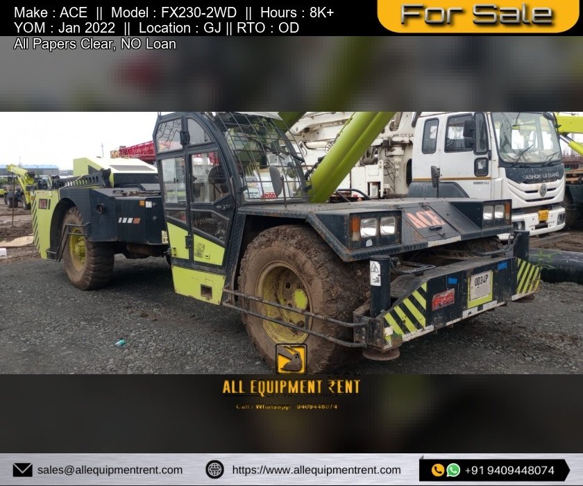 Used ACE 2WD 23 Ton Class Franna Crane FX230 Jan 2022 OD Reg Available for Sale in Gujarat