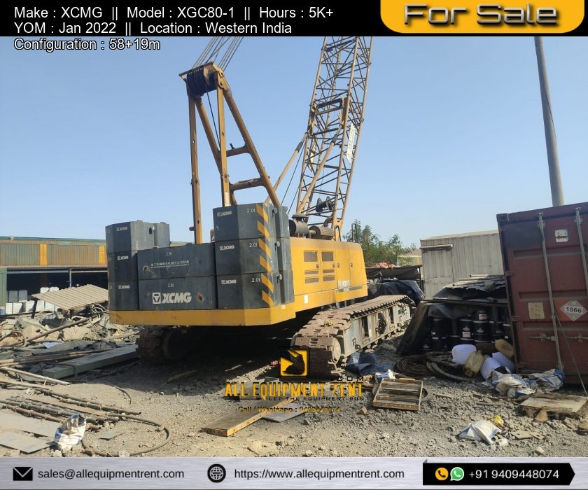 Original OEM Sold 80 Ton Class XCMG Crawler Crane 2022 Model Available for Sale