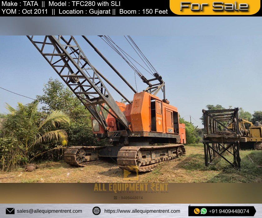 Used 75 Ton Class TATA Crawler Crane TFC280 Available for Sale in Working Condition 2011 Model in Gujarat