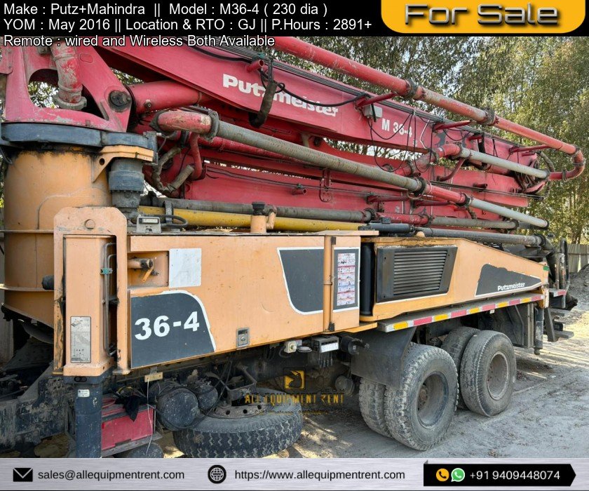 GJ Registered Putz 36m Class Mobile Boom Pump with 230 Dia Pump 2016 Model Available for Sale