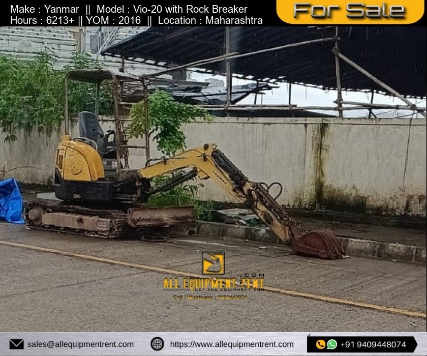 Used 2 Ton Class Japanese Mini Excavator Yanmar Vio 20 with Rock Breaker Available for Sale in Maharashtra