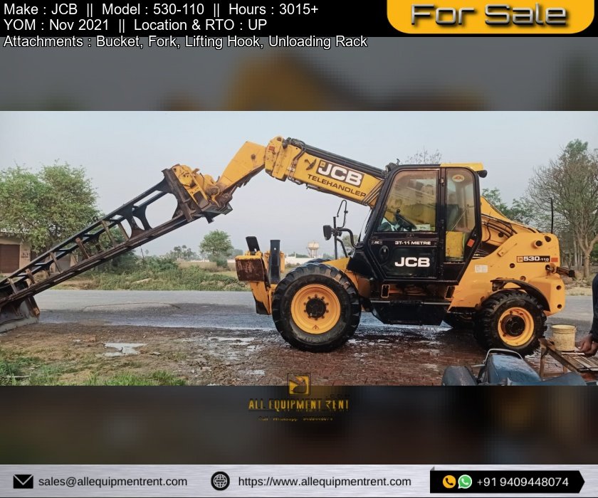 Used JCB Telehandler 530 110 3 Ton Class 11m length UP Registered Available for Sale in UP Nov 2021 Model