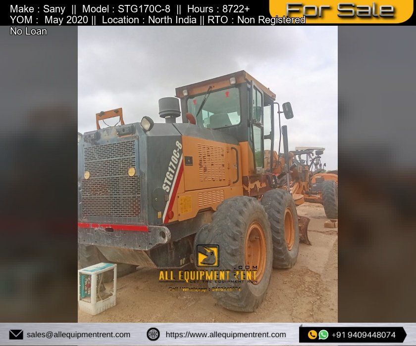Used Sany Motor Grader STG170C8 May 2020 Non Registered Model Available for Sale in North India