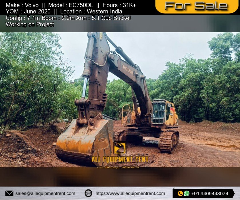 75 Ton Class Mining Excavator Volvo EC750DL June 2020 Model Available for Sale in Western India